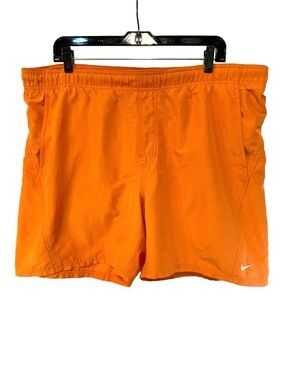 Nike Orange Swim/Training Shorts with White Swoosh Men’s Size Large